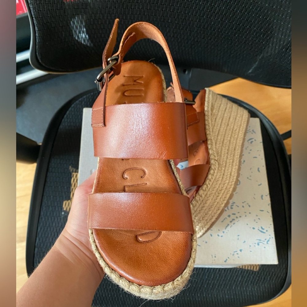 MUSSE & CLOUD Leather Espadrille Platform Sandals - Picture 3 of 10